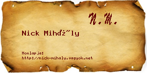 Nick Mihály névjegykártya
