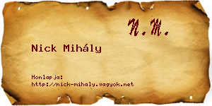 Nick Mihály névjegykártya